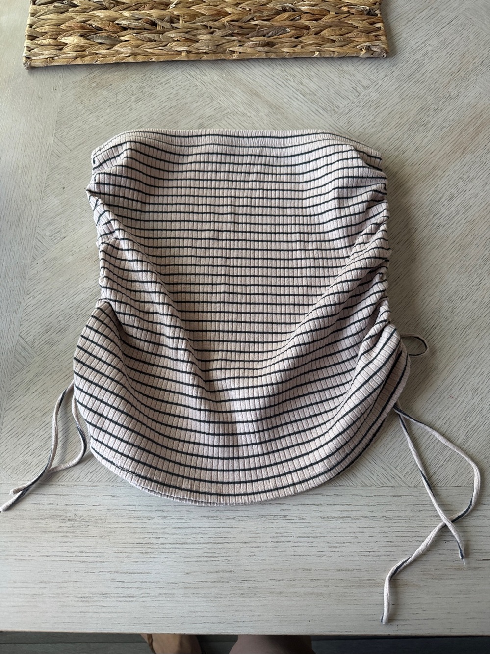 Volcom Beige and Black Ribbed Strapless Top - Picture 3 of 5